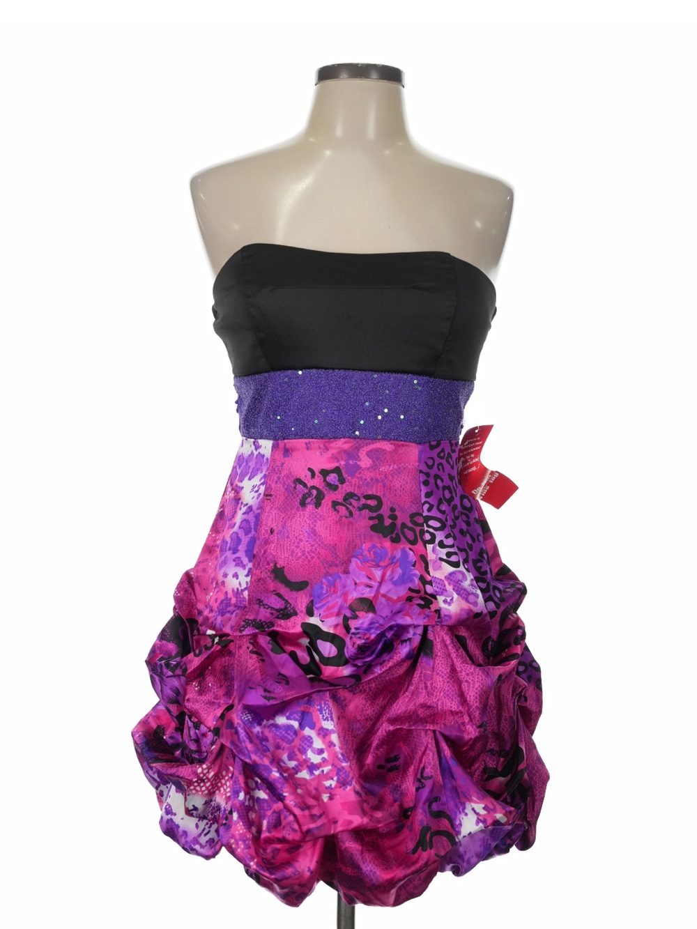 Strapless Pink & Purple Bubble Hem Party Dress
